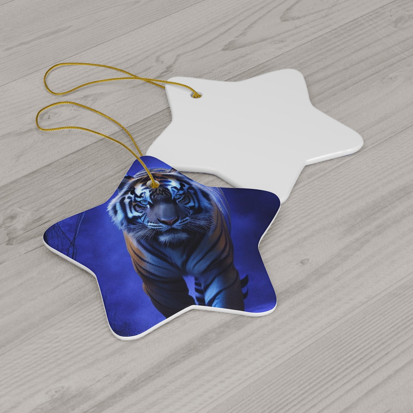 Blue Tiger by BIGFOOT HABITAT  Ceramic Ornament, 4 Shapes