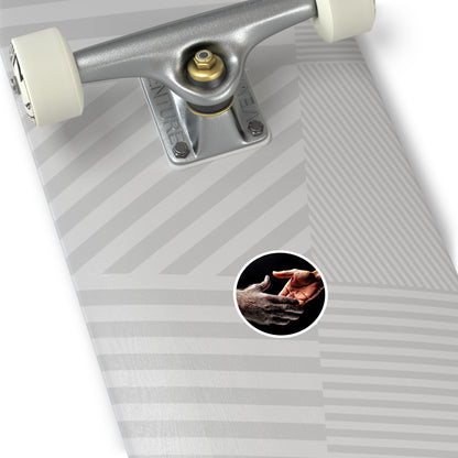 Copy of 'Maybe We Could Be Friends' Unity Round Stickers - Indoor/Outdoor, Handshake Design for Connection and Compassion